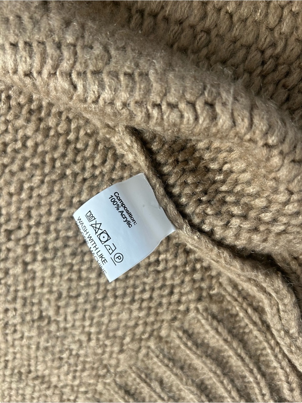 Women’s Chunky Knit Open Cardigan - Camel “Rock & Love” - Picture 4 of 6